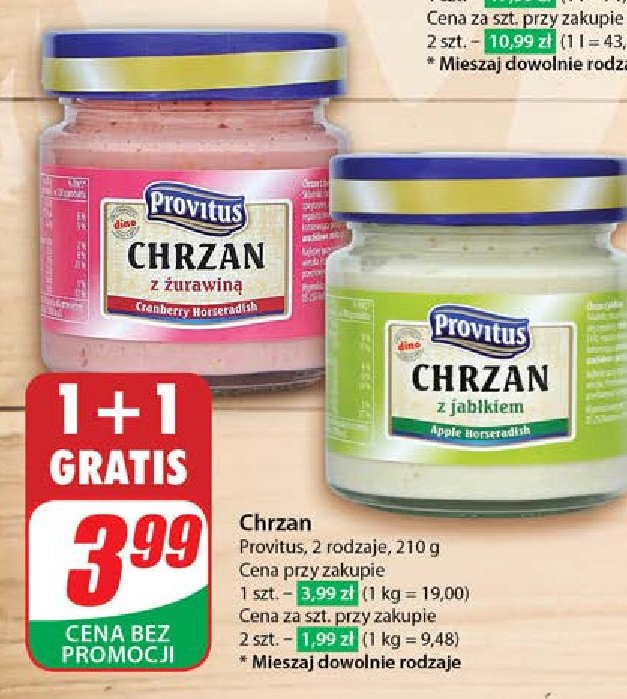 Chrzan z żurawiną Provitus promocja w Dino