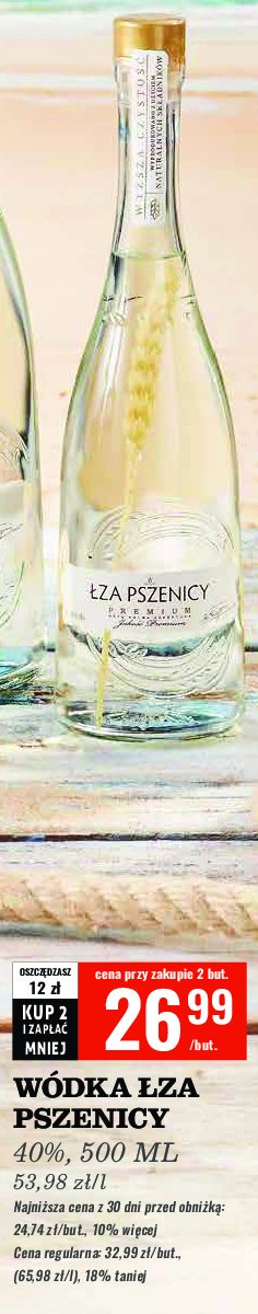 Wódka Łzy pszenicy premium promocja w Biedronka