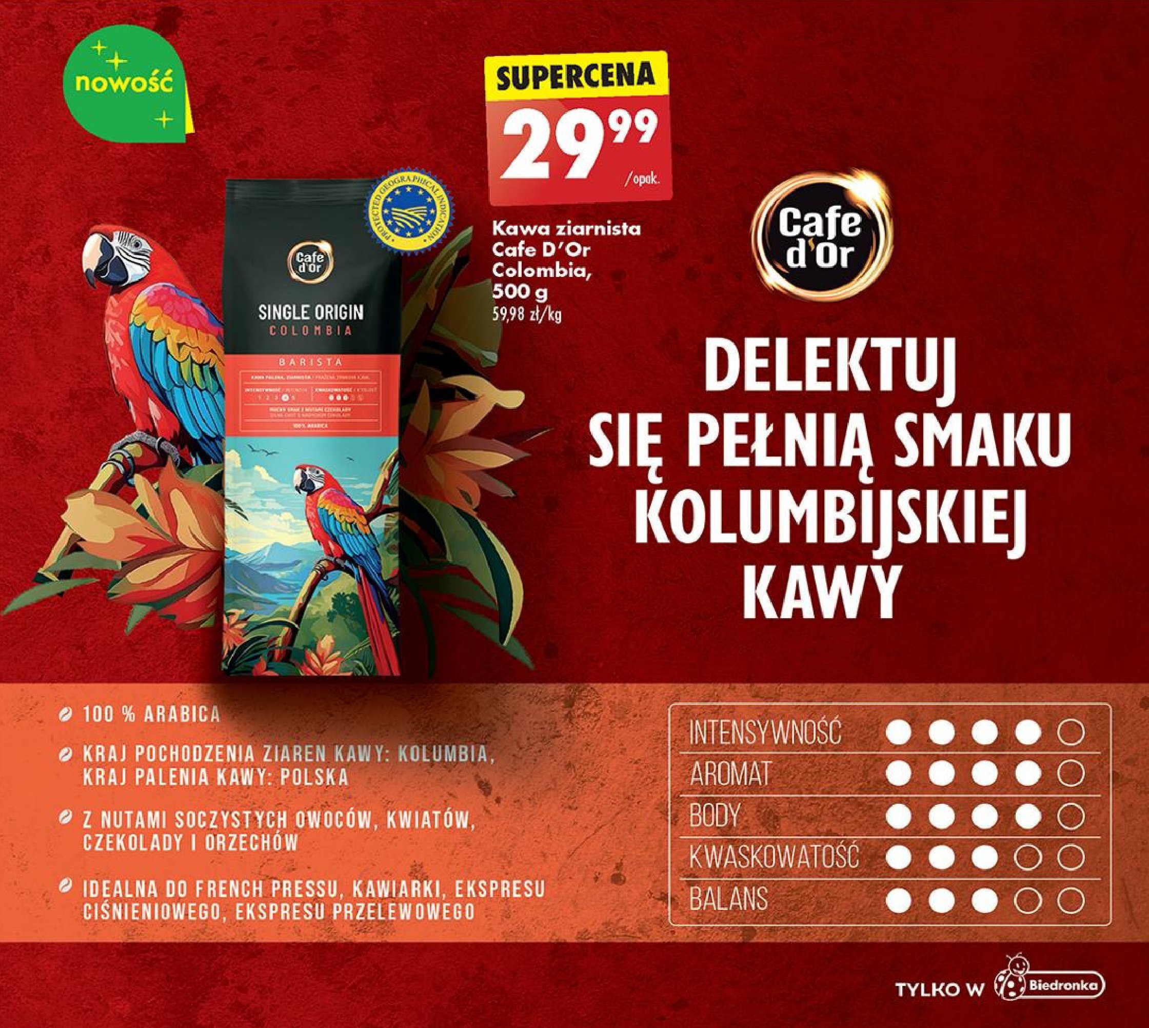 Kawa colombia Cafe d'or promocja w Biedronka