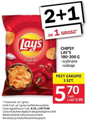 Chipsy Lay's 180-200 g wybrane rodzaje promocja w Selgros