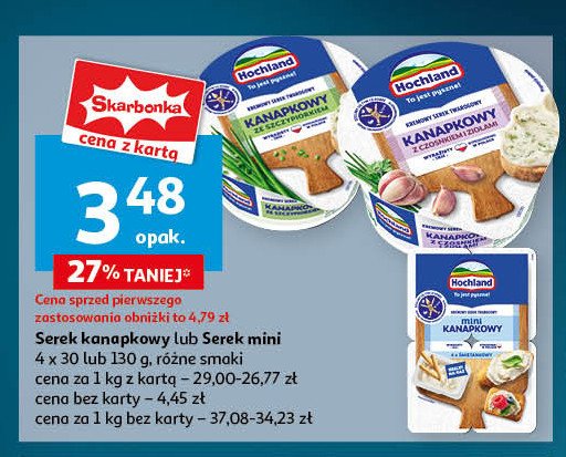 Serek śmietankowy Hochland kanapkowy mini promocja w Auchan