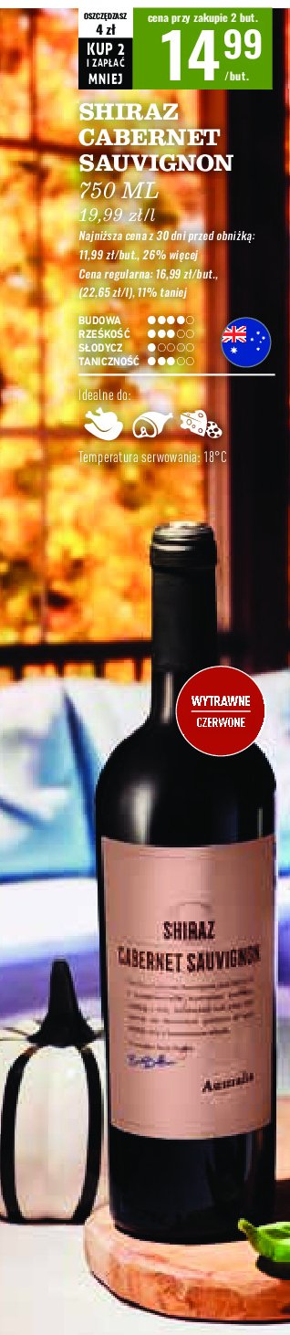 Wino Shiraz cabernet sauvignon red dry promocja w Biedronka