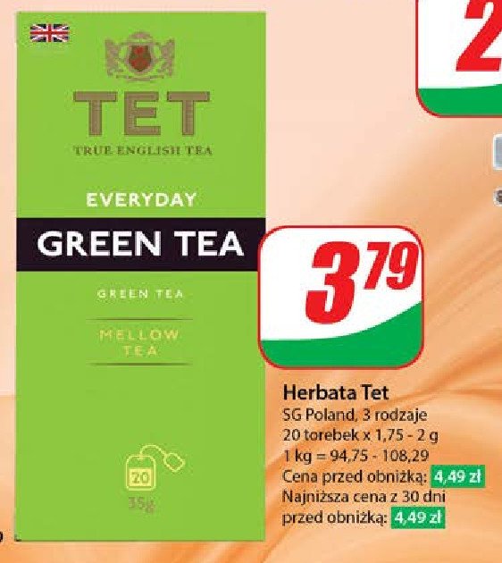 Herbata TETLEY EVERYDAY promocja w Dino