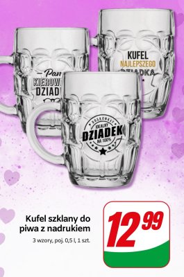Kufel szklany do piwa z nadrukiem promocja w Dino