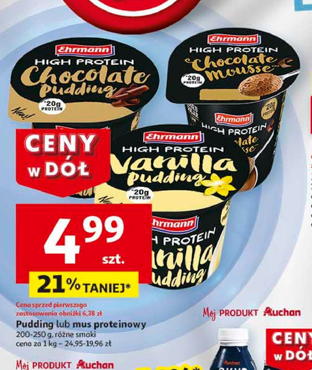 Pudding czekoladowy bez laktozy Ehrmann high protein promocja w Auchan