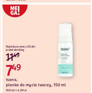 Pianka do mycia twarzy delikatne oczyszczanie Isana pure promocja