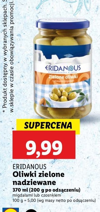 Oliwki zielone nadziewane migda艂ami Eridanous promocja
