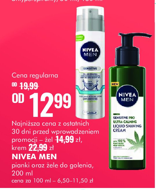 Plynny krem do golenia NIVEA MEN SENSITIVE PRO promocja