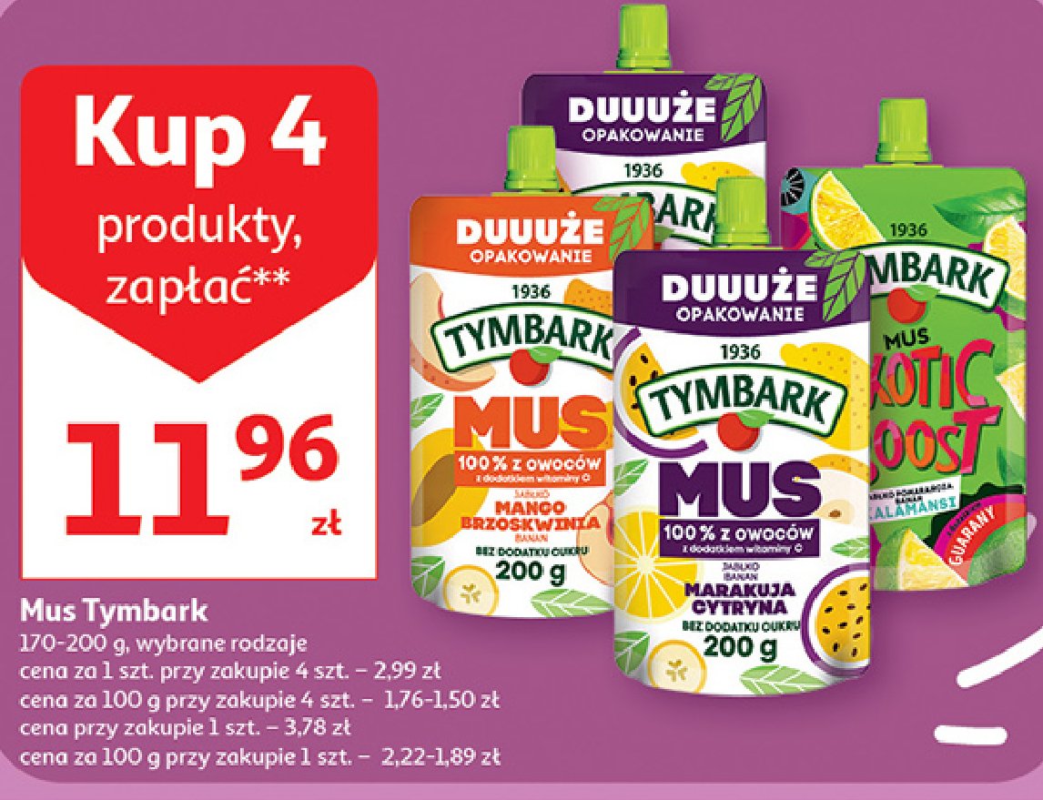 Mus marakuja-cytryna Tymbark mus 100% owoców promocja