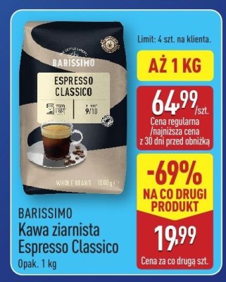 Kawa ziarnista Espresso Classico BARISSIMO promocja w Aldi