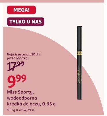 Wodoodporna kredka do oczu, 0,35 g promocja w Rossmann