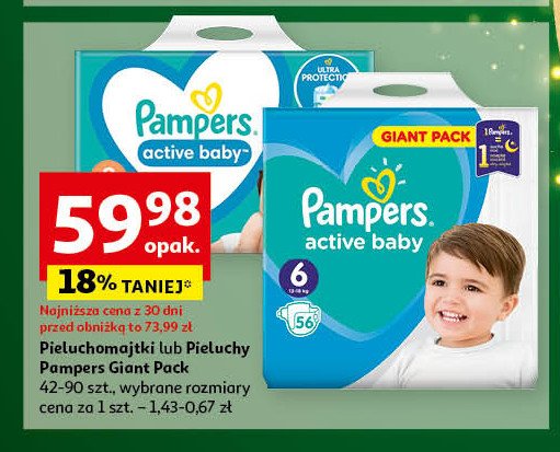 Pieluchy dla dzieci midi Pampers active baby promocja w Auchan