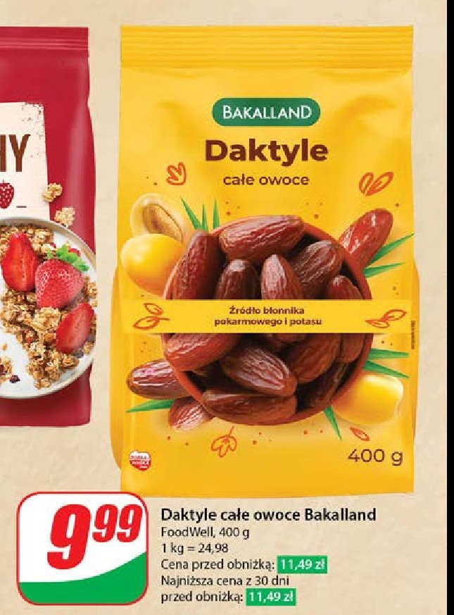 Daktyle suszone Bakalland promocja w Dino