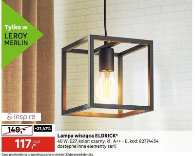 Lampa wisząca ELDRICK 40 W, E27, kolor: czarny, KL: A++ - E promocja w Leroy Merlin