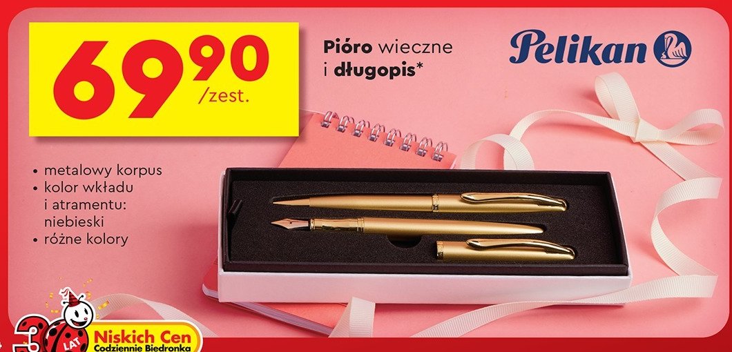 Pióro wieczne + długopis Pelikan promocja w Biedronka