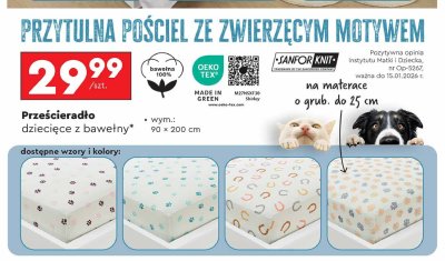 Prze艣cierad艂o bawe艂niane z gumk膮 90 x 200 cm promocja