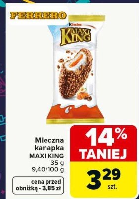 Kanapka Kinder Maxi King mleczna promocja w Carrefour Market
