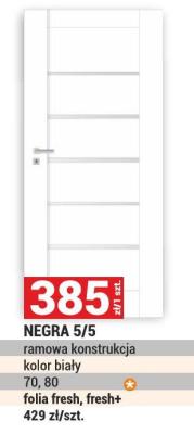 Drzwi NEGRA 5/5 ramowa konstrukcja kolor biały 70, 80 folia fresh, fresh+ 429 zł/szt. promocja w Merkury Market