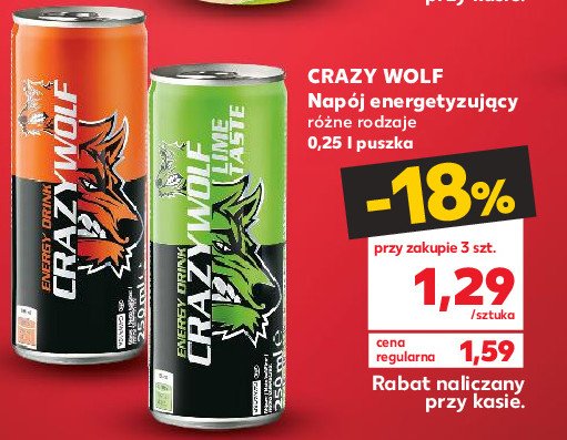 Napój energetyczny lime Crazywolf promocja