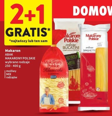 Makaron ABAK MAKARONY POLSKIE wybrane rodzaje promocja w Intermarche