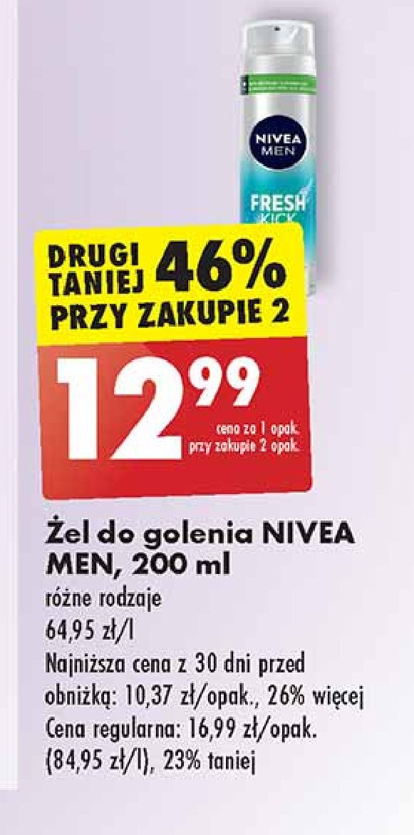 Żel do golenia Nivea men fresh kick promocja