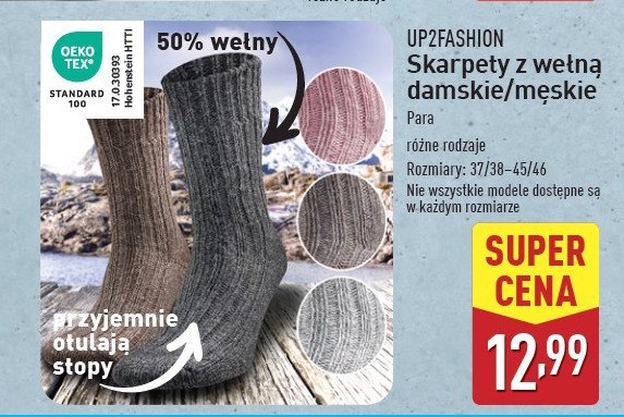 Skarpety z wełną męskie rozm. 37/38-45/46 Up2fashion promocja w Aldi