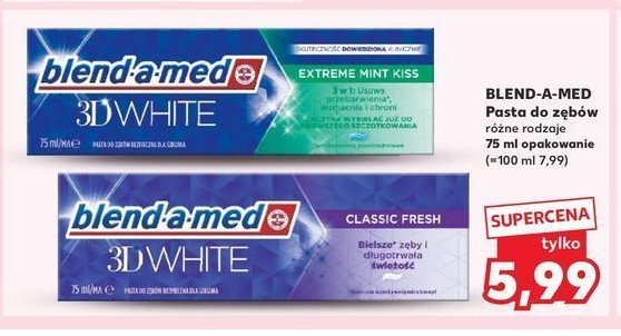 Pasta do zębów extreme mint kiss Blend-a-med 3d white promocja