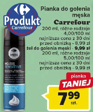 Żel do golenia sensitive CARREFOUR MEN promocja