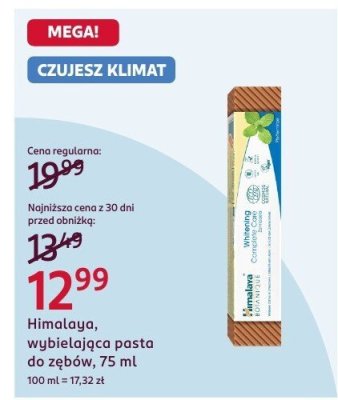 Pasta do zębów Himalaya, wybielająca, 75 ml promocja w Rossmann