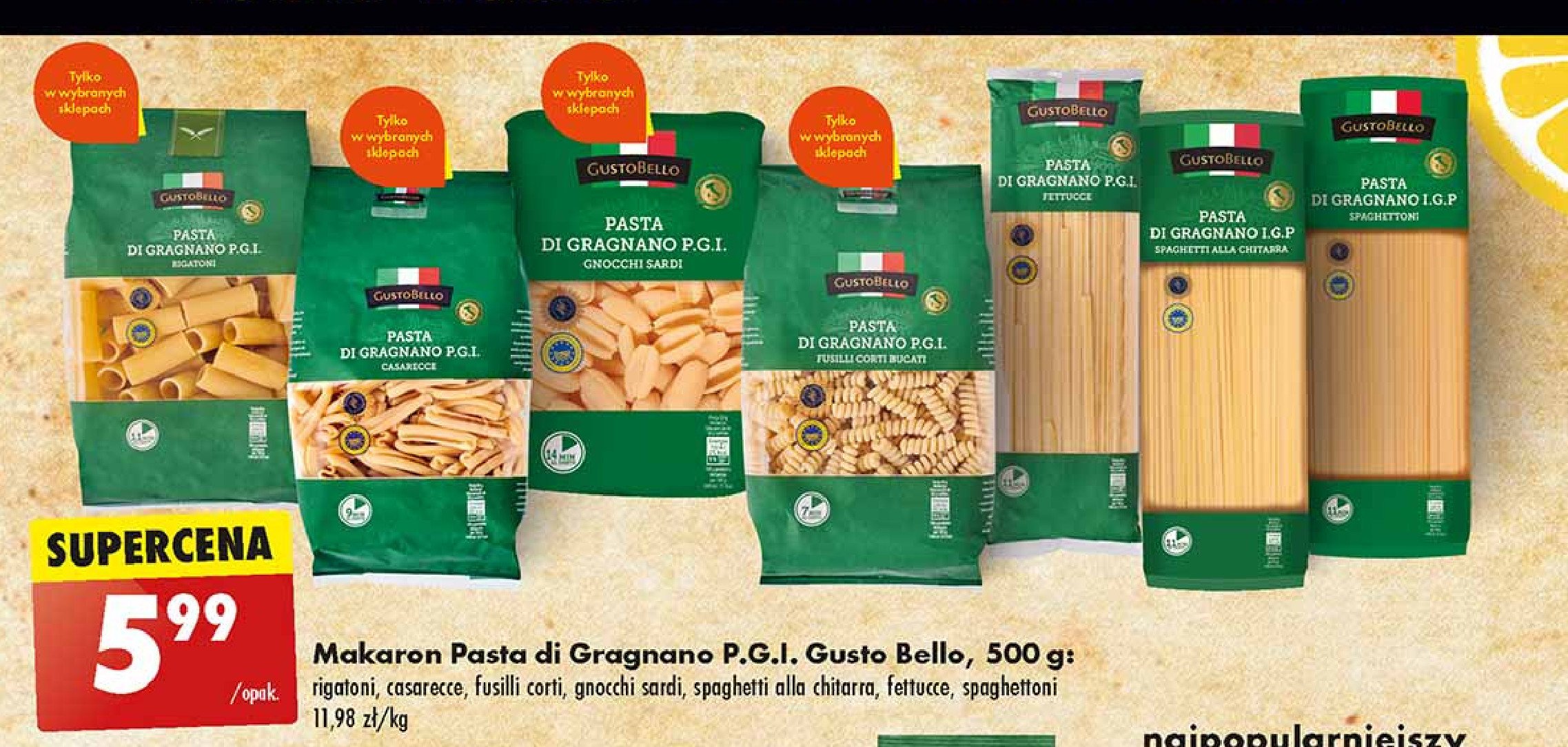 Makaron fusilli corti Gustobello promocja