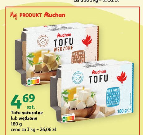 Tofu wędzone Auchan różnorodne (logo czerwone) promocja