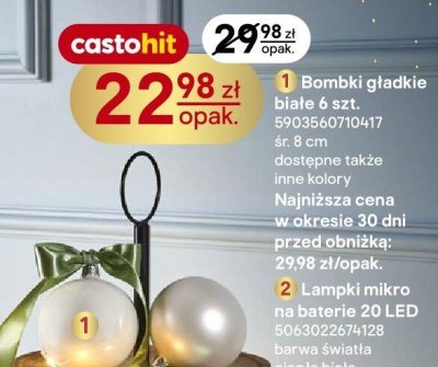 Bombki gładkie białe 6 szt. promocja w Castorama