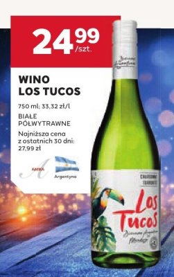 Wino Los Tucos białe półwytrawne promocja w Stokrotka