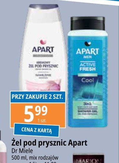 Żel pod prysznic nawilżenie Apart natural prebiotic promocja