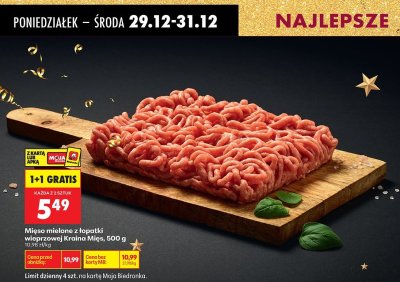 Mięso mielone z łopatki wieprzowej, 500 g 1+1 GRATIS promocja w Biedronka