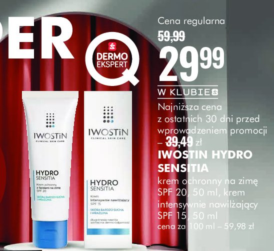 Krem do twarzy nawilżajacy Iwostin hydro sensitia prebio promocja