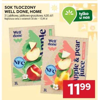 Sok tłoczony Well Done jabłkowo-gruszkowy promocja w Stokrotka