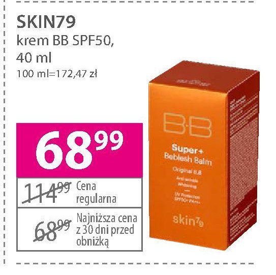 Krem spf 50 orange Skin79 super bb promocja