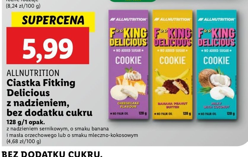 Ciastka fitking delicious z nadzieniem o smaku banana i masła orzechowego Allnutrition promocja