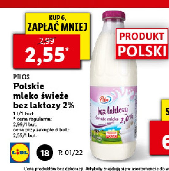 Mleko bez laktozy 2% Pilos promocja