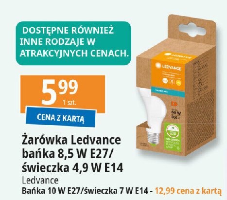 Żarówka 8.5w e27 bańka Ledvance promocja