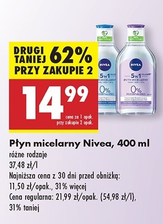 Płyn micelarny formuła 5w1 cera normalna i mieszana Nivea micellair promocja w Biedronka