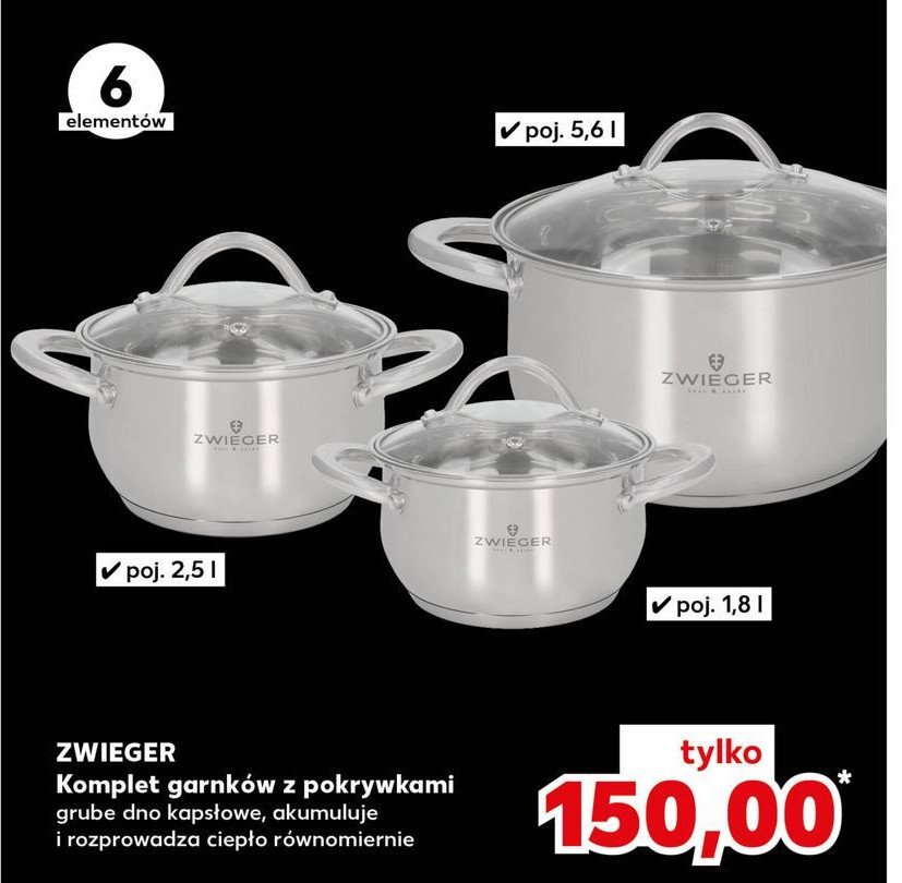 Zestaw garnków Zwieger promocja w Kaufland