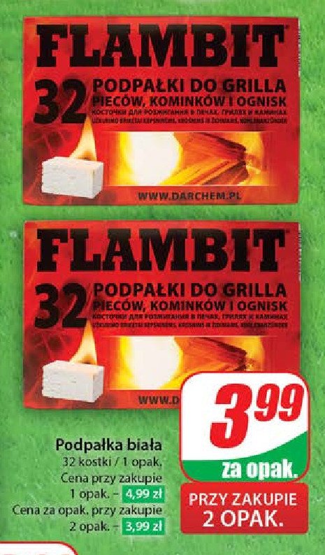 Podpałka w kostce biała Flambit promocja w Dino