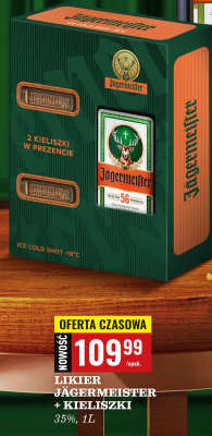 Likier Jägermeister + kieliszki 35%, 1 l promocja w Biedronka