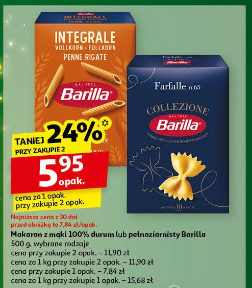 Makaron intergrale penne rigate Barilla promocja w Auchan