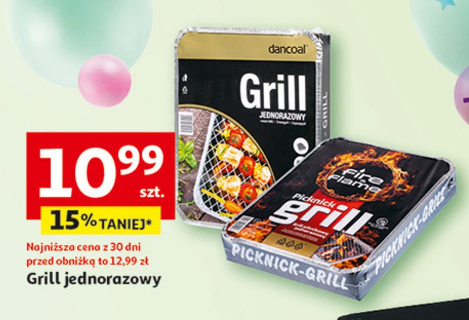 Grill piknikowy jednorazowy Fire & flame promocja w Auchan