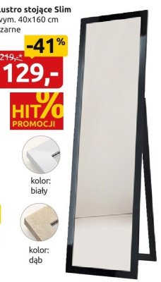 Lustro stojące Slim wym. 40x160 cm czarne promocja w Black Red White
