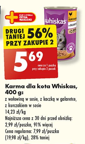 Karma dla kota wołowina w sosie Whiskas promocja