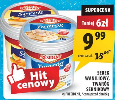 Serek waniliowy, twaróg sernikowy President promocja w Arhelan